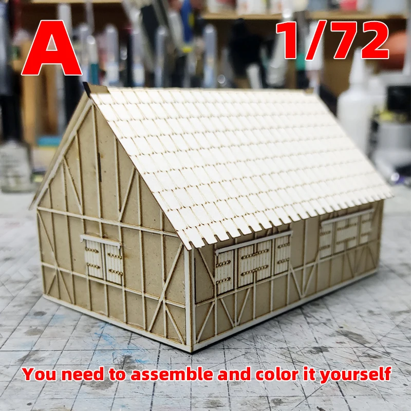 Architektonisches Modell zum Zusammenbauen, Sandtisch, Europa, ländliches Haus, Gebäude, Villa, Bungalow, Diorama, Maßstabsmodellbausatz 1/72 – Detail 1