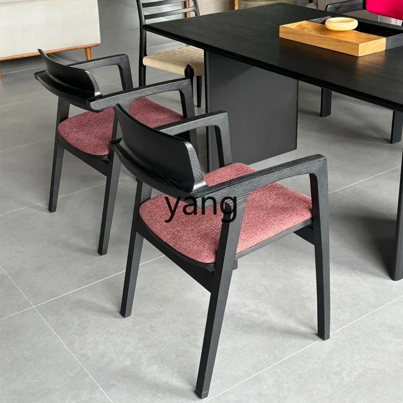 LTT medieval solid wood armrest casual back dining chair modern simple tea chair master chair