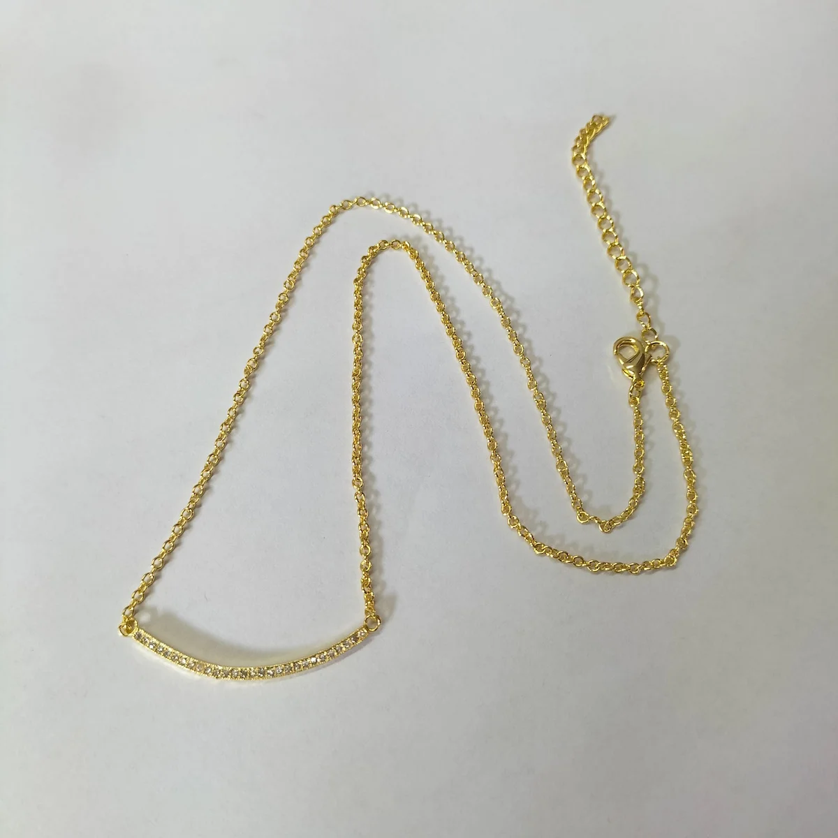 Full Diamond Smile Arc Necklace Classic Clavicle Chain Daily Commuter Light Luxury Versatile Thin Chain Design Necklace