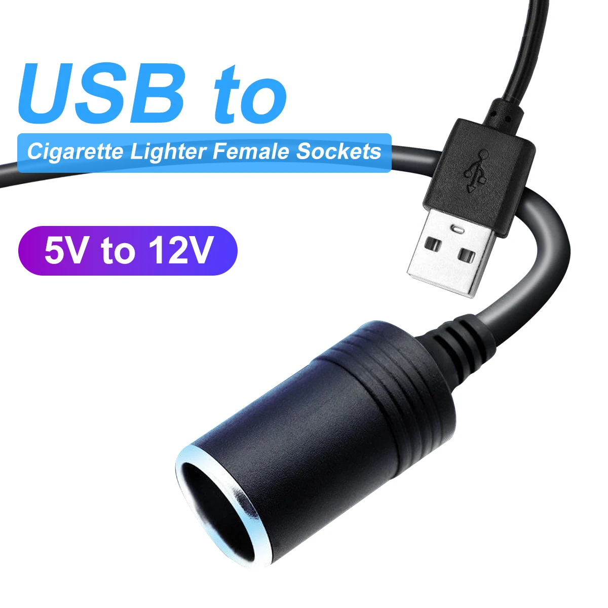 Car Cigarette Lighter Socket Plug Connector Adapter USB 5V To 12V Converter Adapter Wired Controller Auto Interior Accessories