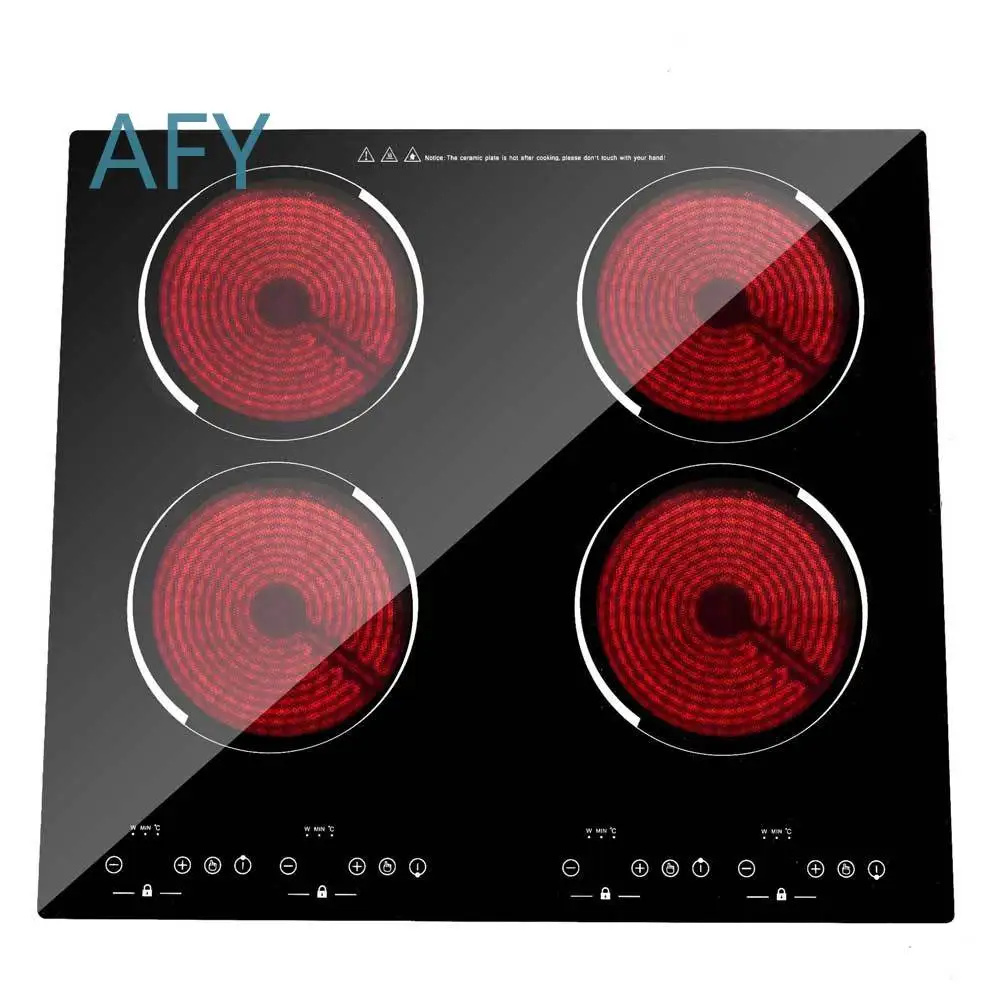 Commercial Electric Ceramic Stove for Kitchen Built-in Dual Purpose Four Head Electric Cooktop for Cooking Food Fast Heating