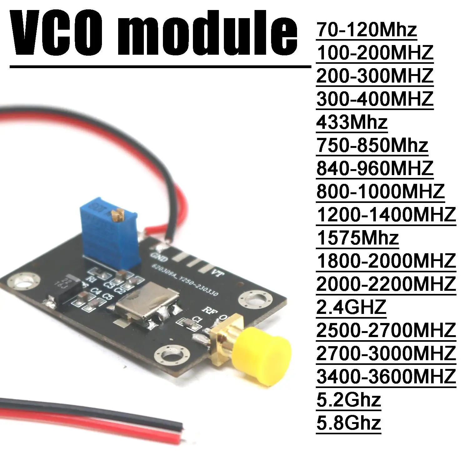 DYKB VCO Module RF Voltage Controlled Oscillator Signal Source 433M 900M 1.5G 2.4G 5.8G SMA For SDR GPS WiFi Drone Ham Radio FM