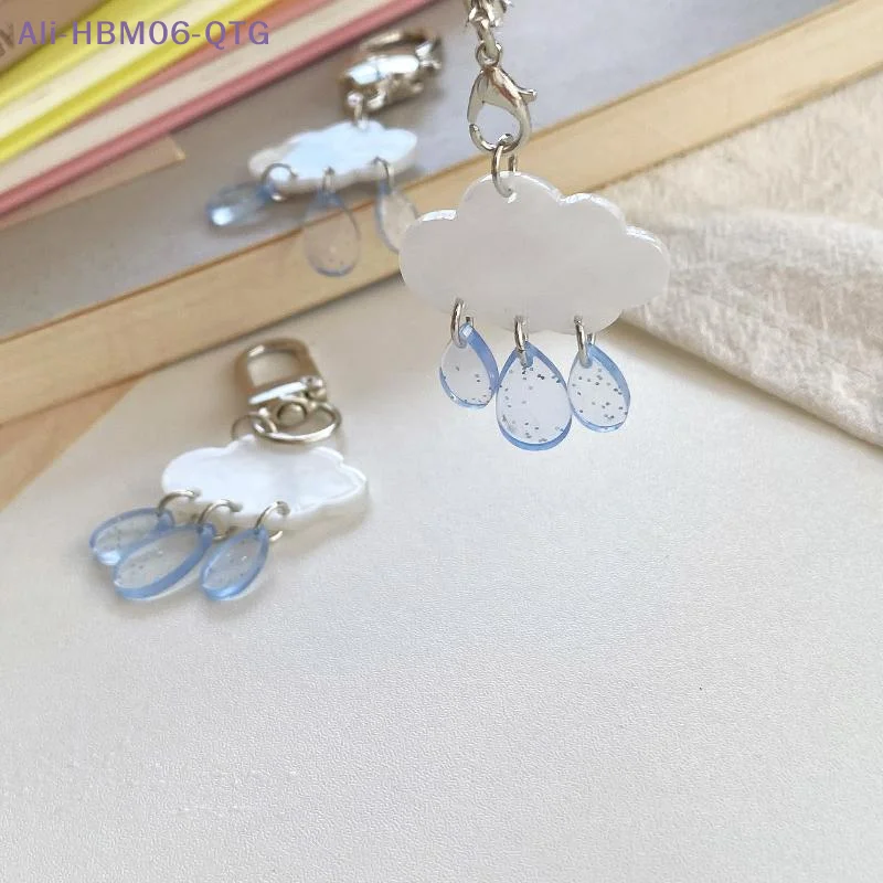 [New] Cute Cloud Raindrop Keychain INS Raindrop Charms Mobile Phone Rope Pendant Keyring Phone Lanyard For Bag Phone Decoration