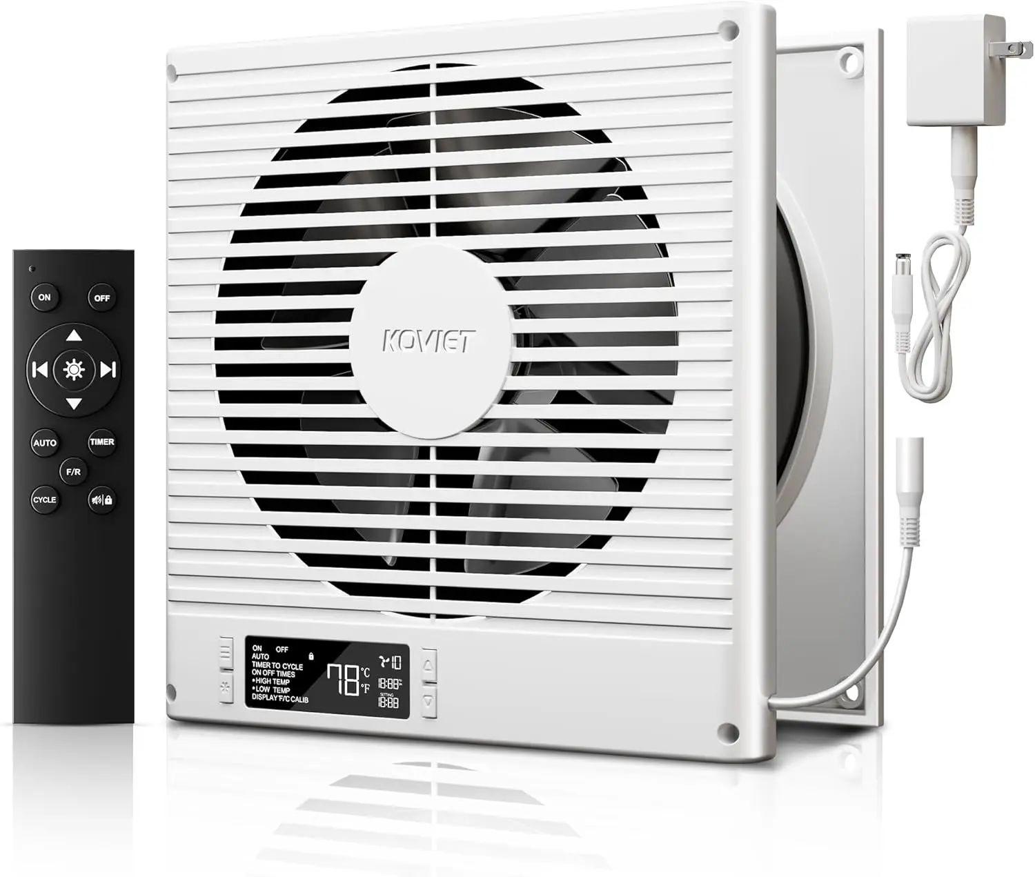 

8" Quiet Reversible Wall Ventilation Fan with Remote, 10-Speed Smart Exhaust, Temperature Control, ETL Certified