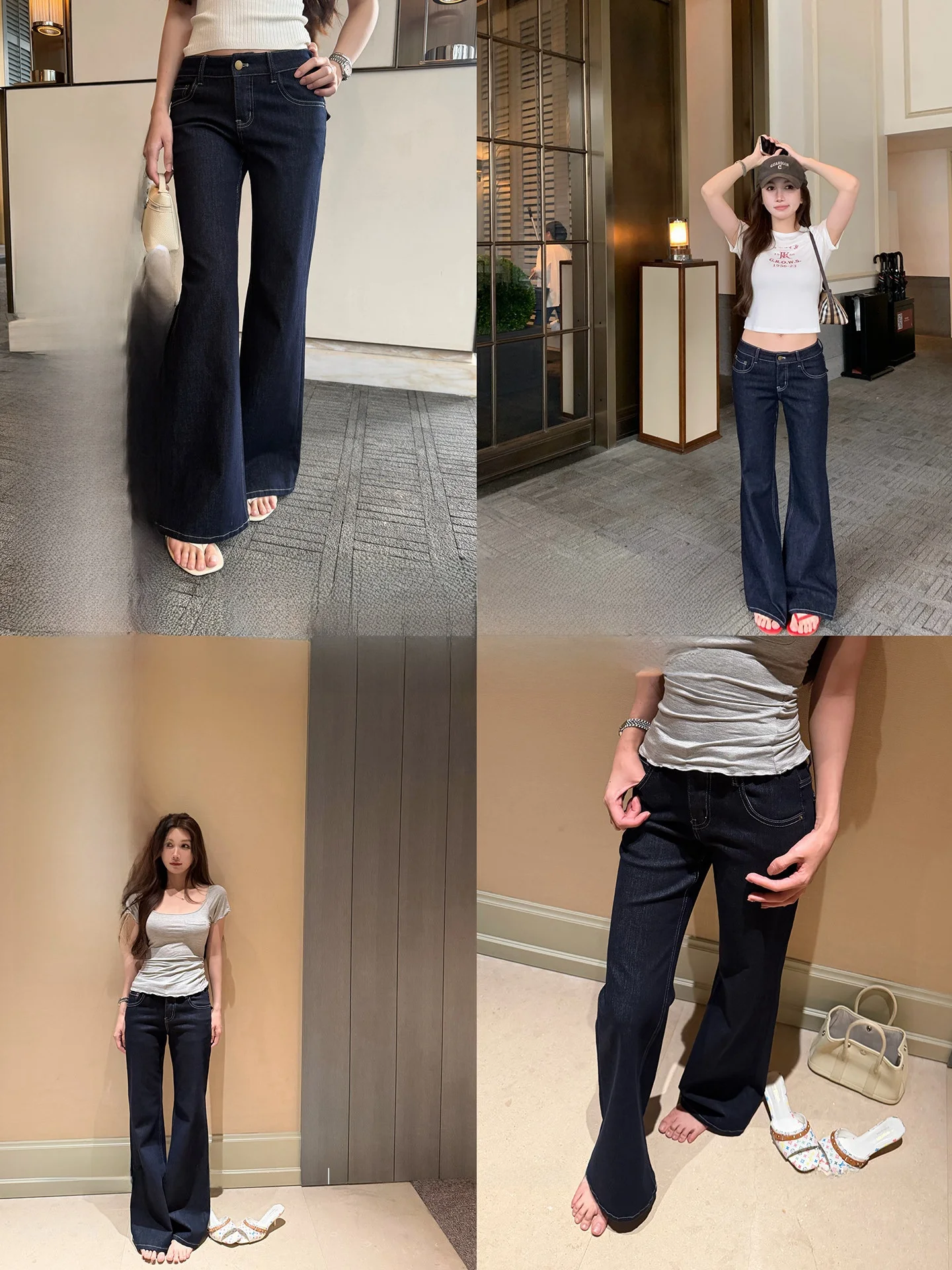 

Blue Embroidered Micro Flared Jeans Women's Summer Button High Waist Wide Leg Daily Versatile Long Pants Commute Style
