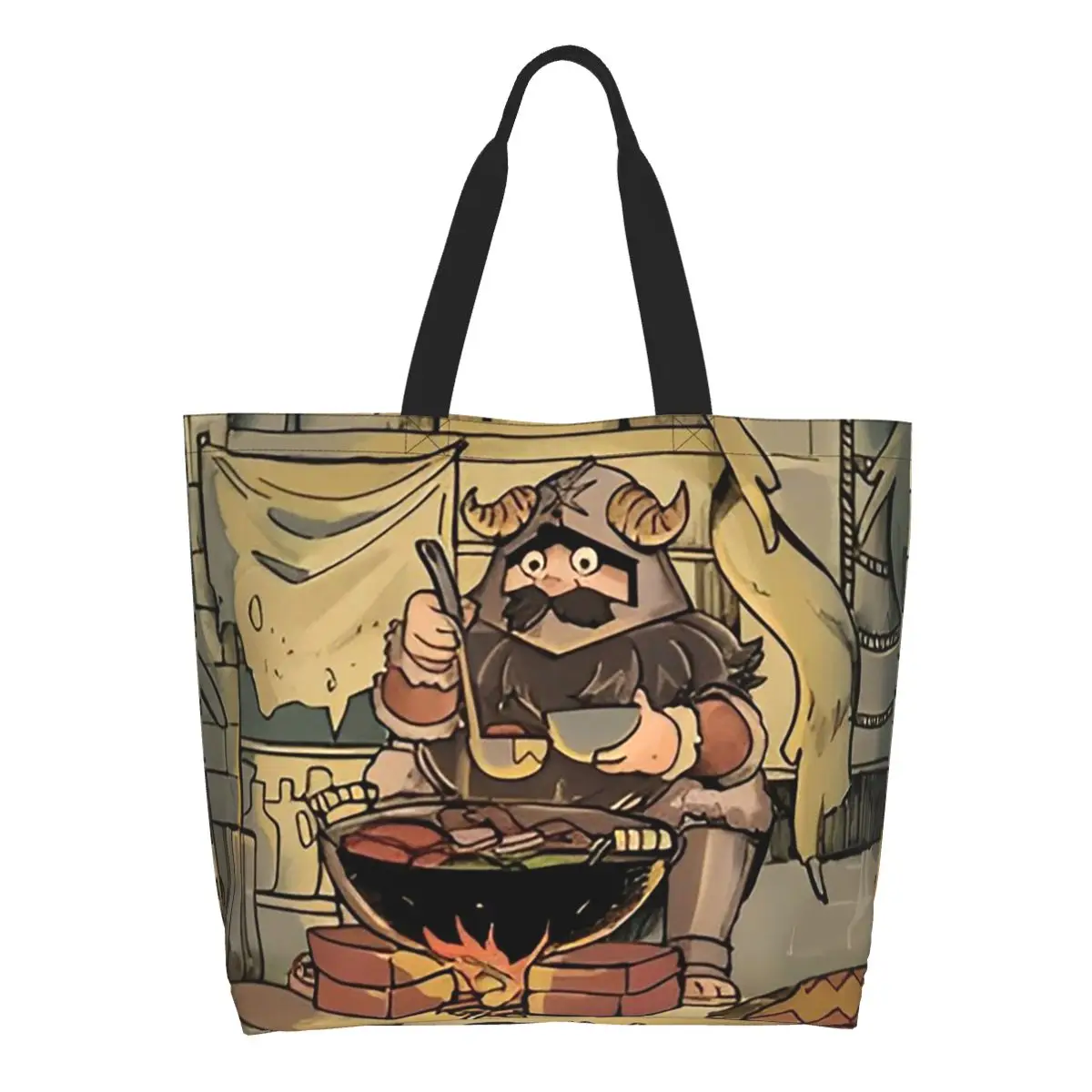 Dungeon Meshi Delicious In Dungeon Senshi Shopping Tote Bag Canvas Large Capacity Shoulder Bag Shopper Grocery Handbag for Women