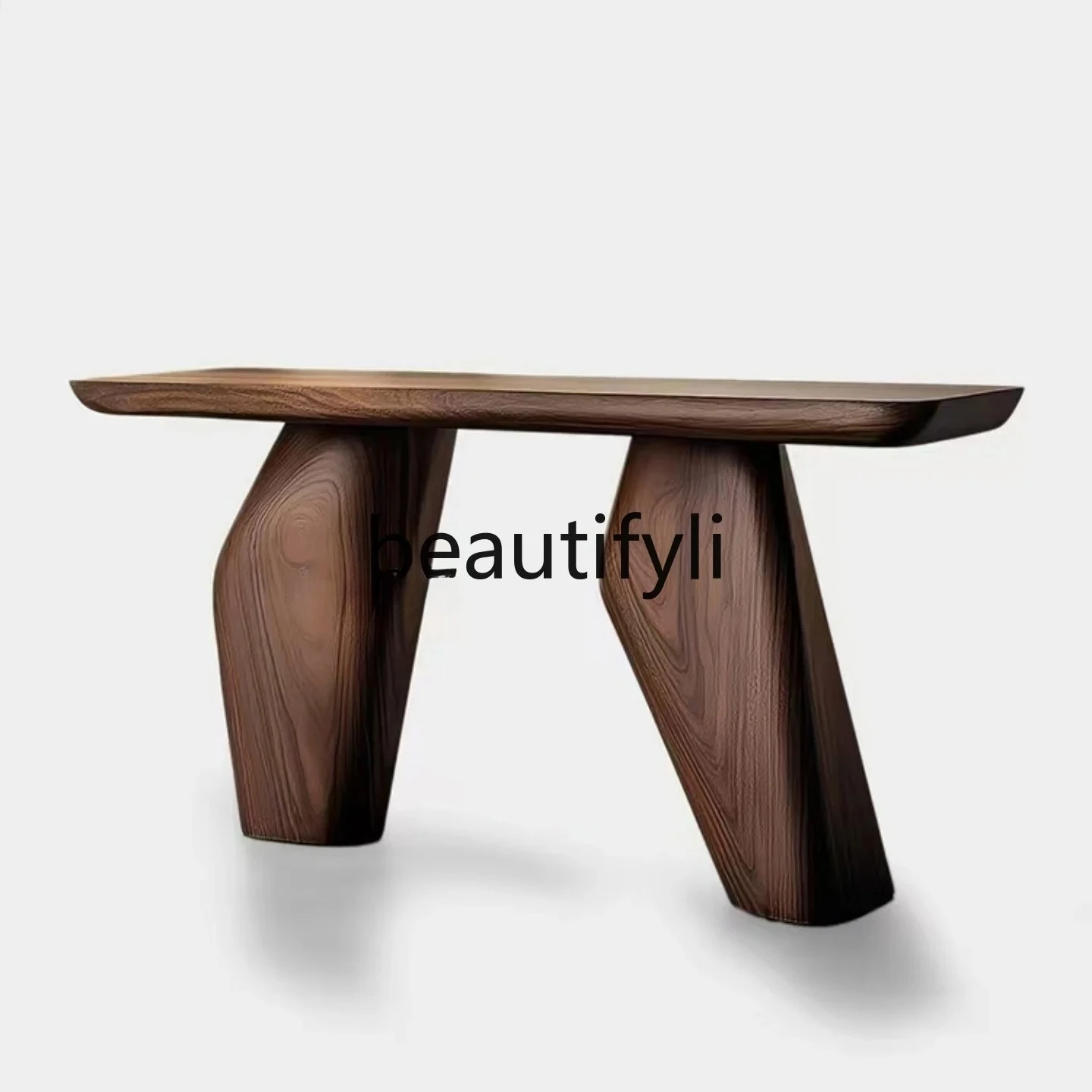 Entryway Table New Chinese Style Entrance Table Chinese Style Solid Wood Hall Walnut Color Wall-Mounted Offering Table