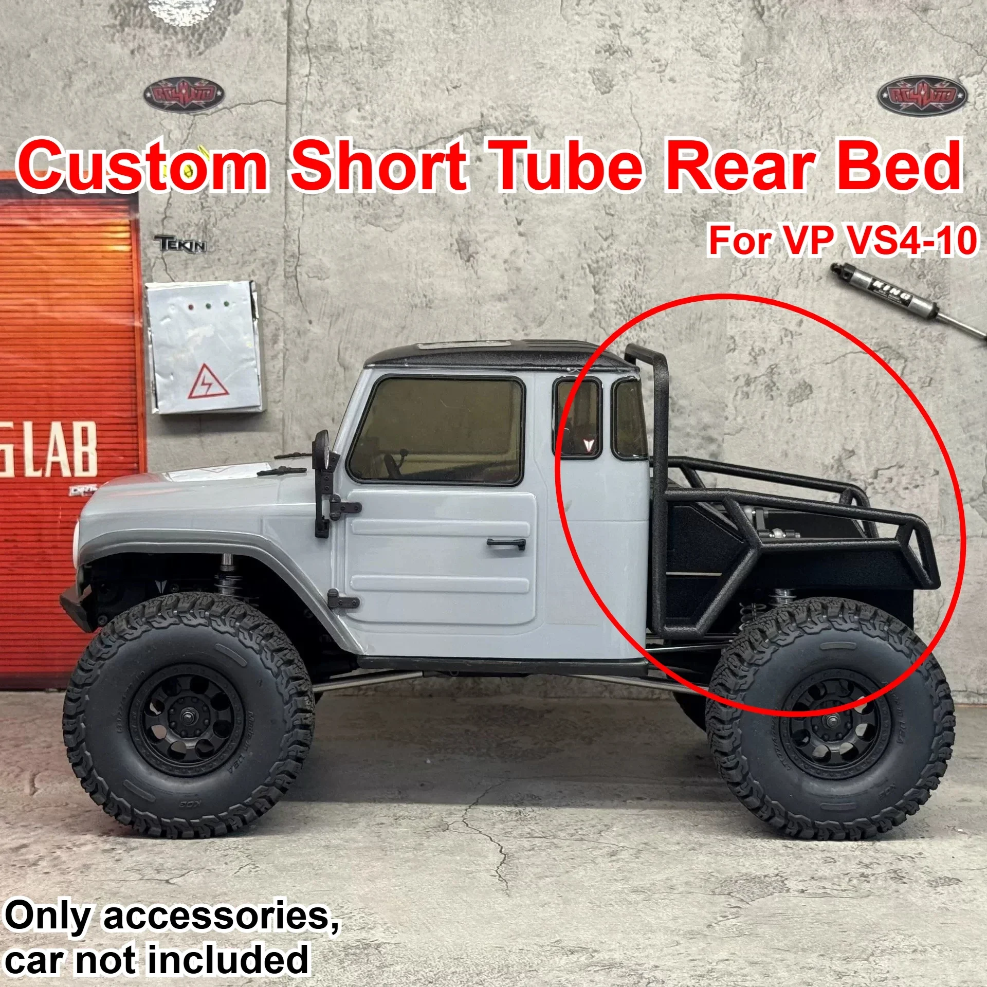 1/10 RC Crawler Vehicle Competition Short Tube Rear Bed Custom Model Number For VP VS4-10 Decorative Styling Decor Upgrade Parts