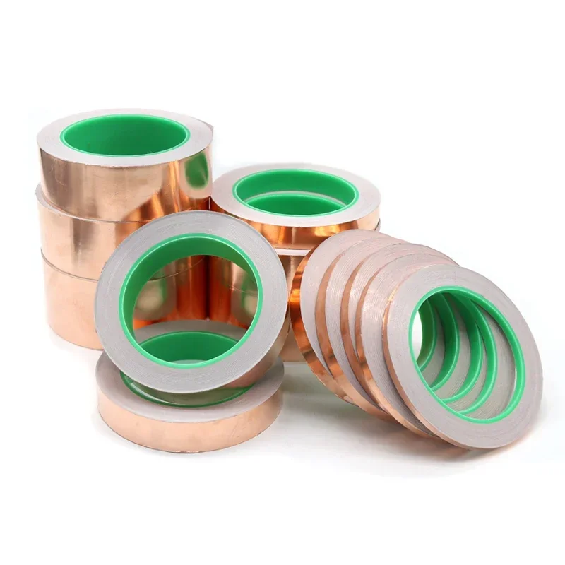 20m/roll Copper Foil Tape Adhesive Conductive 5/6/8/10/15/20/25/30/35/40/45/50/60mm Single/Double Sided Electrical Repair Tapes