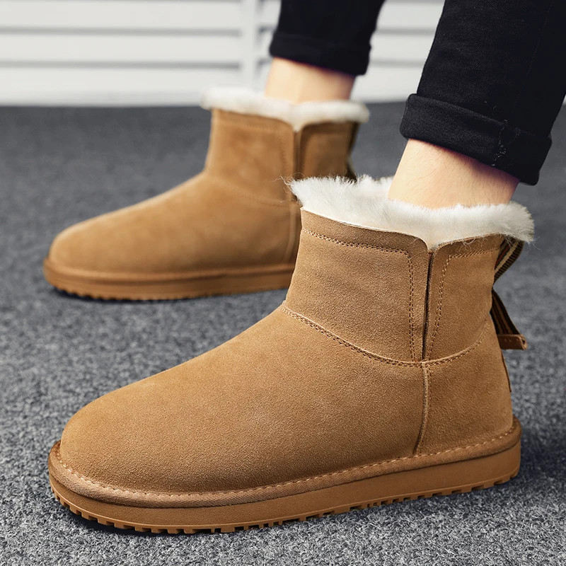 CYYTL Fur Warm Mens Snow Boots Winter Shoes Casual Leather Platform Ankle Outdoor Sport Hiking Luxury Designer Cowboy Sneakers image 4
