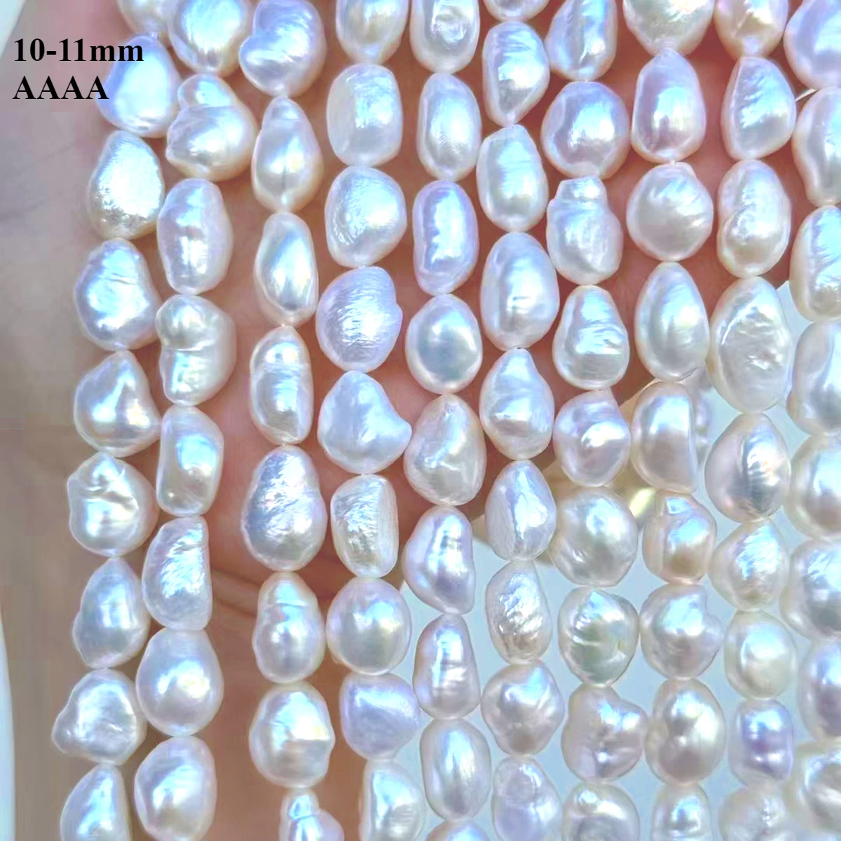 

10-11mm 4A Luminous Natural Freshwater Pearl Shaped Baroque White Irregular Bead Jewelry Make DIY Necklace Bracelet Accessories