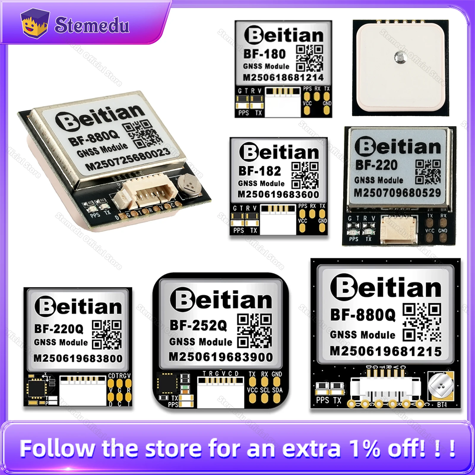 

Beitian BF-182/220~880 GPS Module with Flash + Ceramic Antenna GNSS Receiver for FPV Drone Flight Control Aircraft Fixed Wing