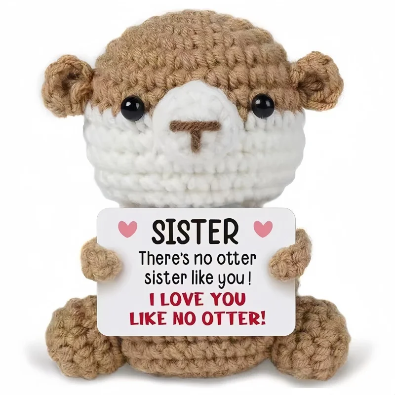Crochet Emotional Support Crochet New Knitted Positive Otter Animal Dolls Funny Gifts For Friend Table Bookshelf Decoration