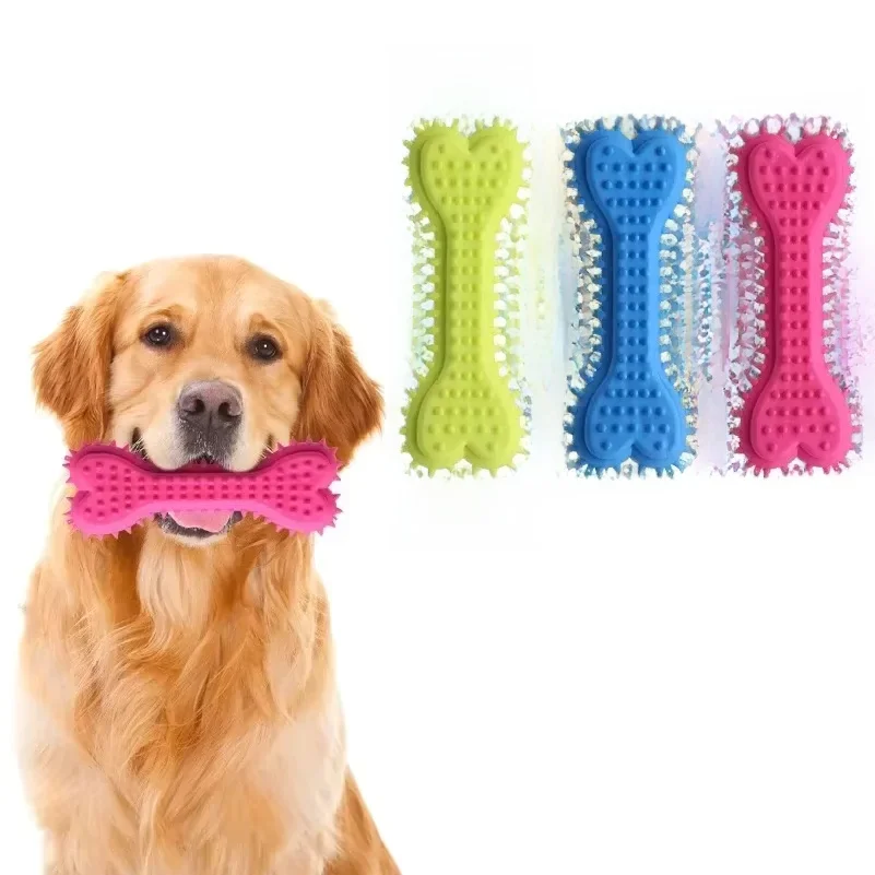1/3pcs Pet Bone Shaped Dog Chew Toys Teeth Cleaning Chew Toys, Dog Rubber Toothbrush Stick Chew Toys For Training