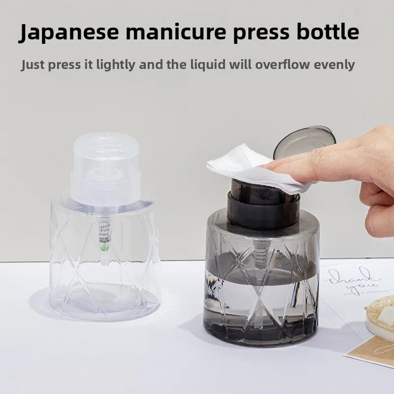 

Lockable Empty Pump Dispenser Refillable Bottle, Nail Manicure Cleaner Makeup Remover Container Press Bottle