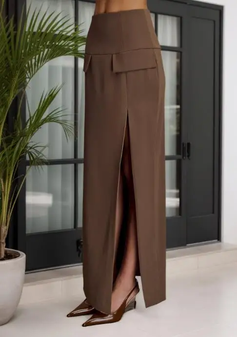 

Women Half Skirt 2025 Fashionable Temperament High Waist Slimming High Slit Design Autumn/winter New Long Covered Hip Bag Skirt