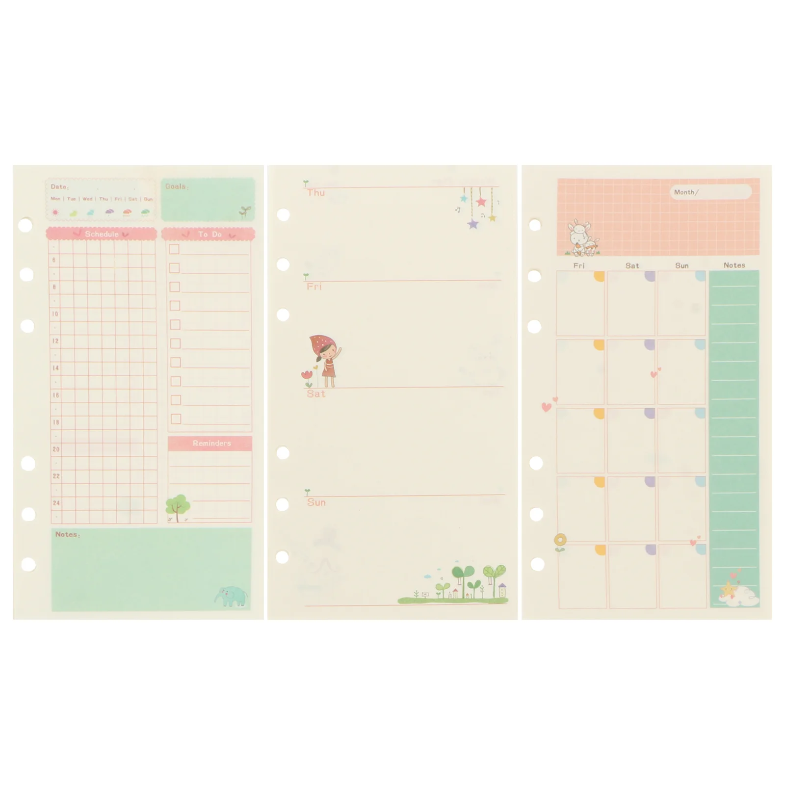 

3 Pcs Note Pads Handbook Refill Useful Punched Filler Papers Notepad Checkered 172X95X01CM Six Holes Loose-Leaf Writing