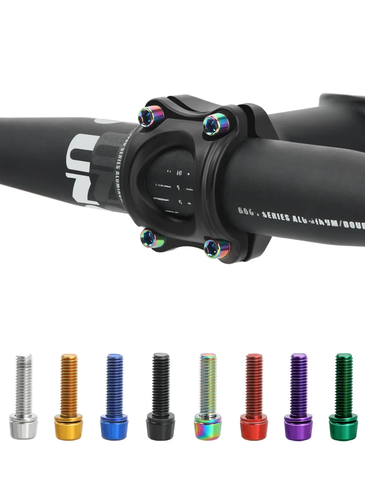 AliExpress NONE 6Pcs Bicycle Handlebar Stem Screw With Washer M5*18mm Alloy Steel Hexagon Bolts MTB Road Bike Stem Bolts Colorful Fixing Screws