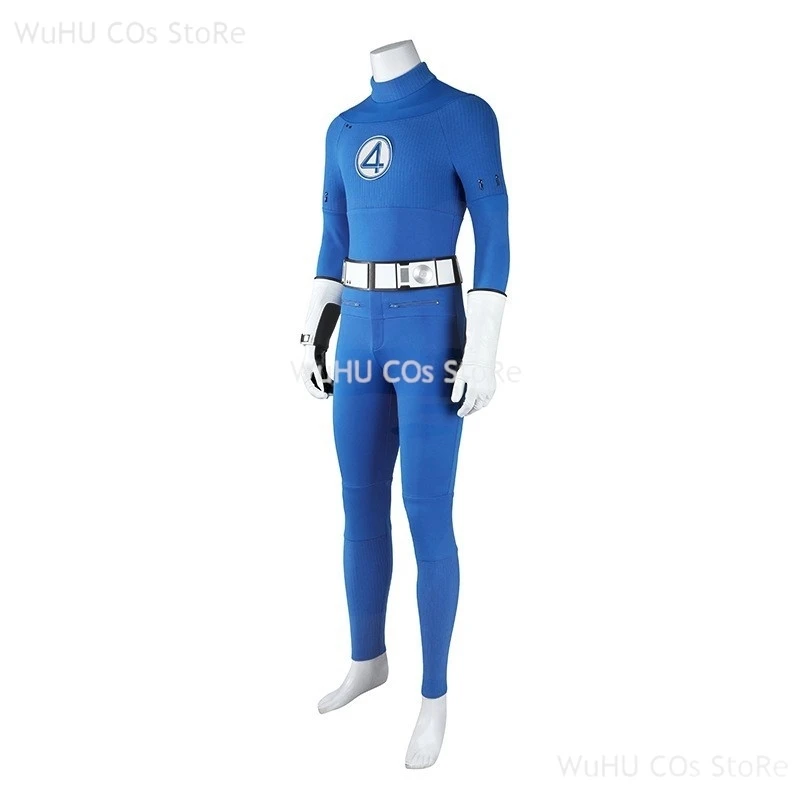 Movie Fantastic Cos Four Reed Richards Cosplay Costume Blue Jumpsuit Fullset Superhero Zentai Party Invisible Man Jumpsuit Cos
