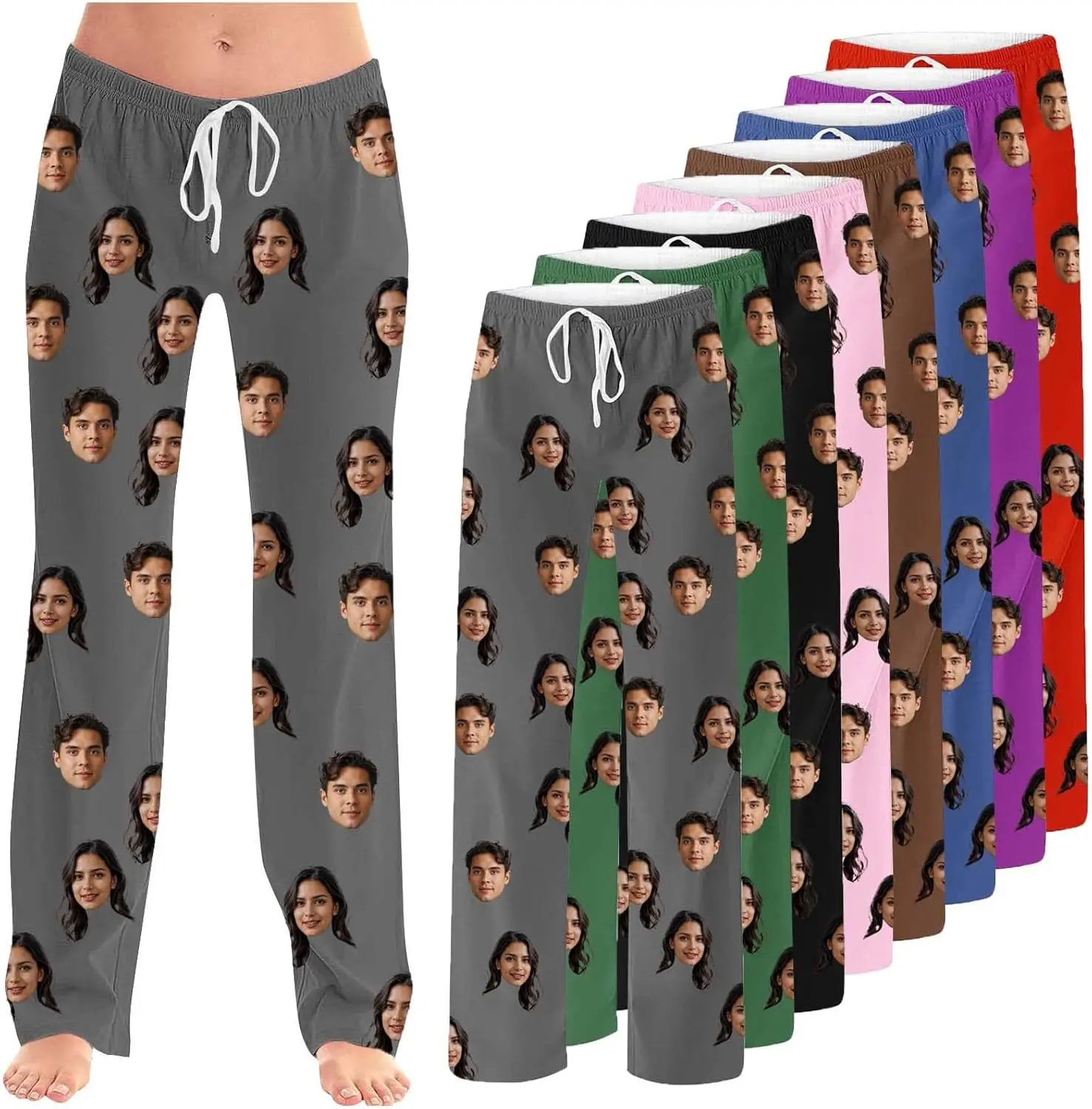 

Персонализированные пижамные штаны для мужчин и женщин, пижамы на заказ с лицом, индивидуальные пижамные штаны, нижняя одежда для сна с фото