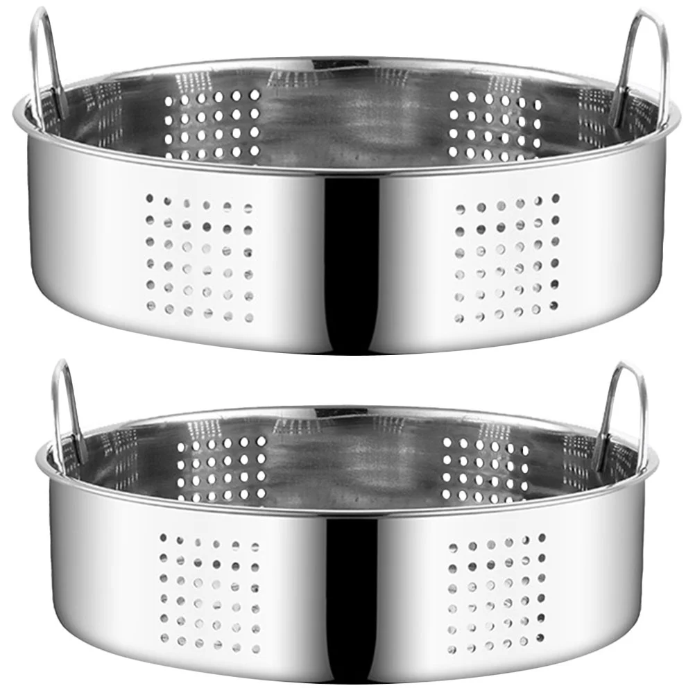 2 Pcs Stainless Steel Steamer Cooker Garer Steaming Pot for Cooking Rice Vegetable Clothes Kitchen Basket Meat Fruit Hair