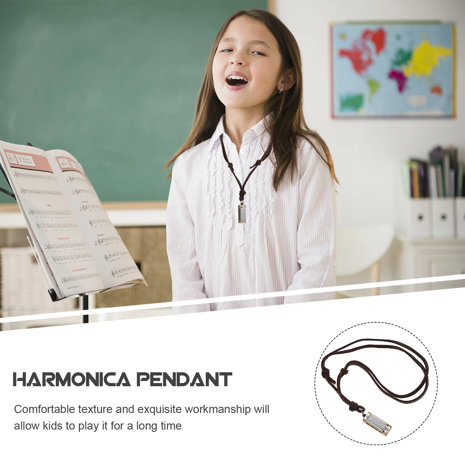 

Premium Harmonica Necklace Pendant Real Playing Mini Instrument Comfortable Wear Ideal Childrens Music Literacy Development