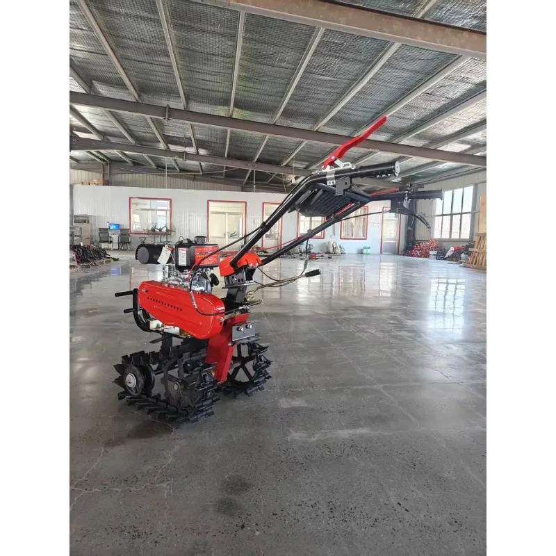New micro tiller   chain track small red bull new crawler diesel small household agricultural micro tiller