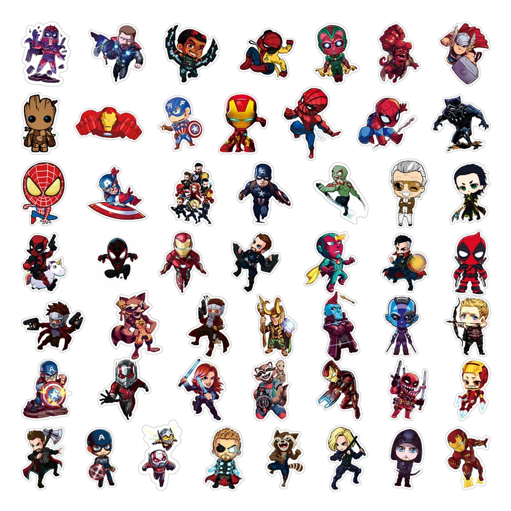 10/30/50/100pcs Disney Cool Super Hero Anime Stickers Waterproof Decals Motorcycle Phone Car Laptop Cute Cartoon Sticker Kid Toy