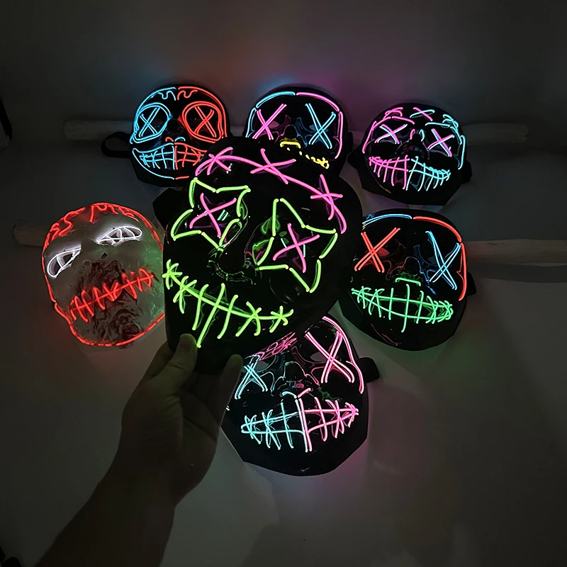 Multi Style Glowing LED Purge Mask Professional Wireless Luminous Party Mask Flashing Decorative Headgear Masker For Halloween
