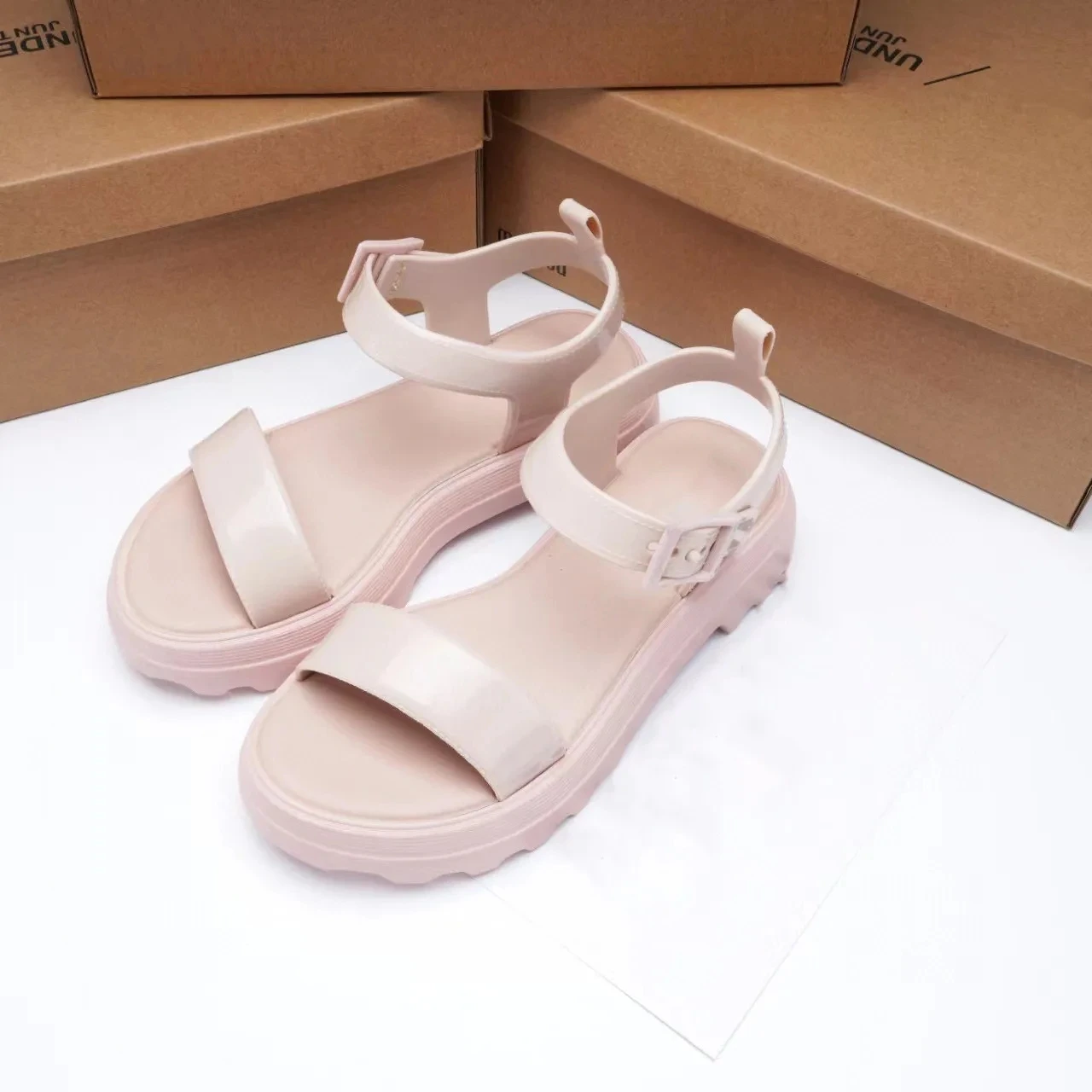 Mini Melissa 2024 Brazil Brand Women Summer Platform Sandals Ladies Fashion One-line Sandals With Medium Muffin Heels Jelly Shoe