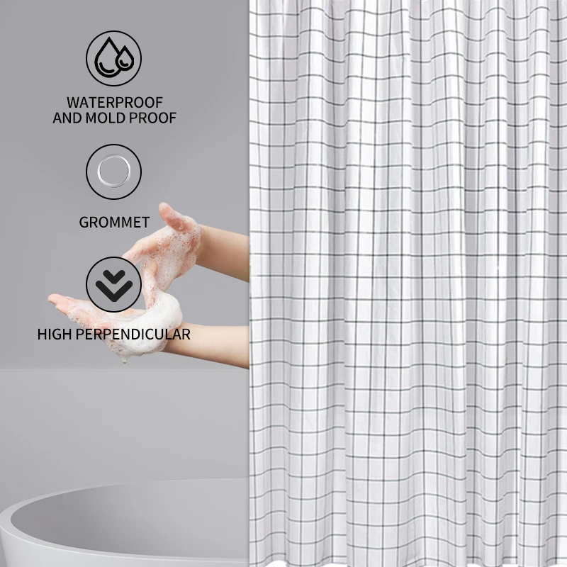 Waterproof Shower Curtain Mildew Proof Durable Bathroom Screens With Hook Modern Printed Bathtub Curtains Bathroom Accessories