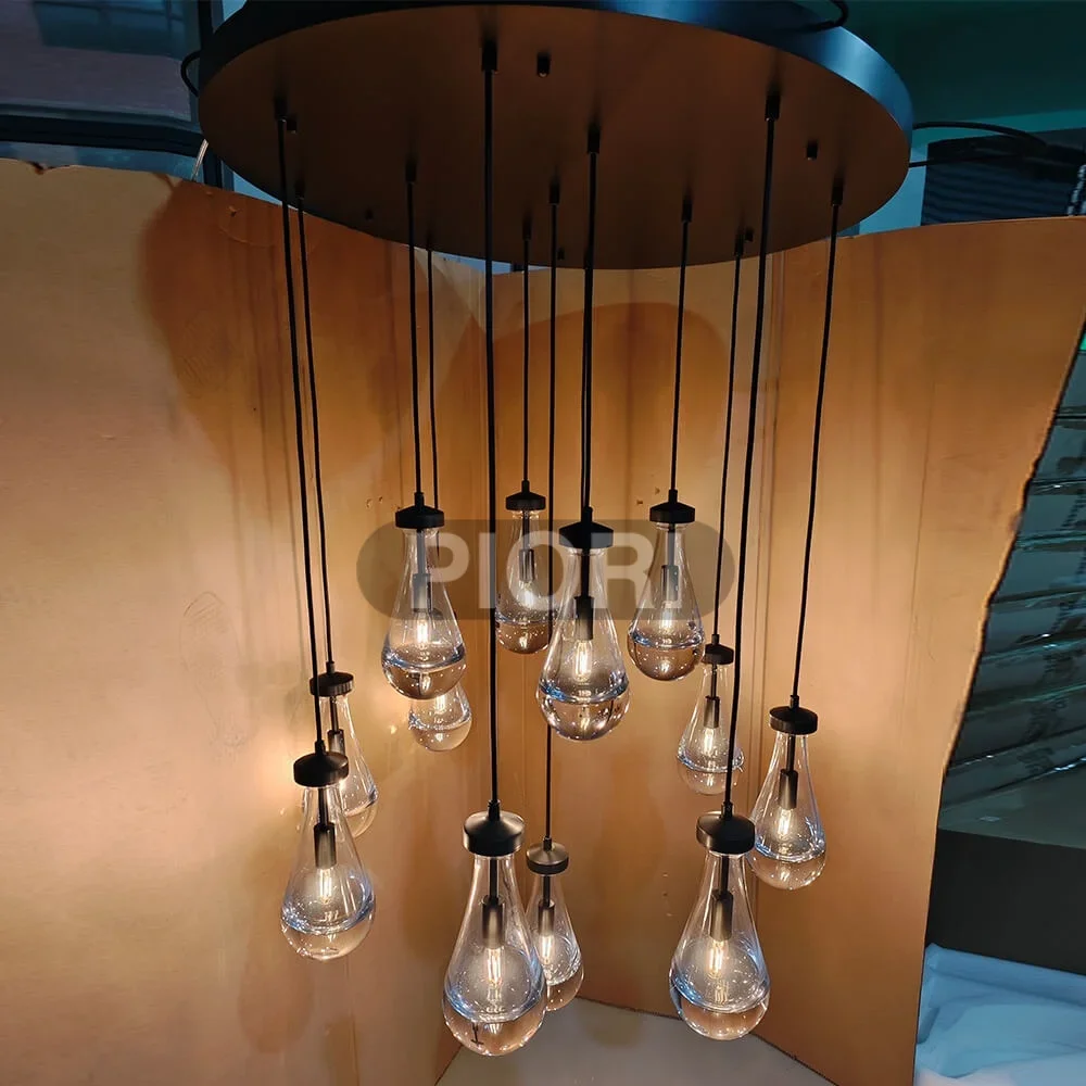 American Vinateg Villa LED Copper Staircase Long Crystal Bulb  Luxury  Nordic  Light
