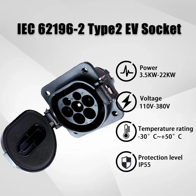 32A Electric Vehicle Cars Charging Eves Socket Type 2 EV Sockets 16A1P 3 Phase for IEC 62196-2 EV Charger Socket Adaptor Plug