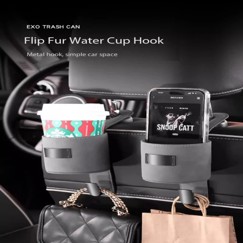 Suede Car Cup  Hook Storage Box Seat Back Milk Bottle Beverage Holder Rear Storage Car Storage Box Hook Popular Item 4 Colors