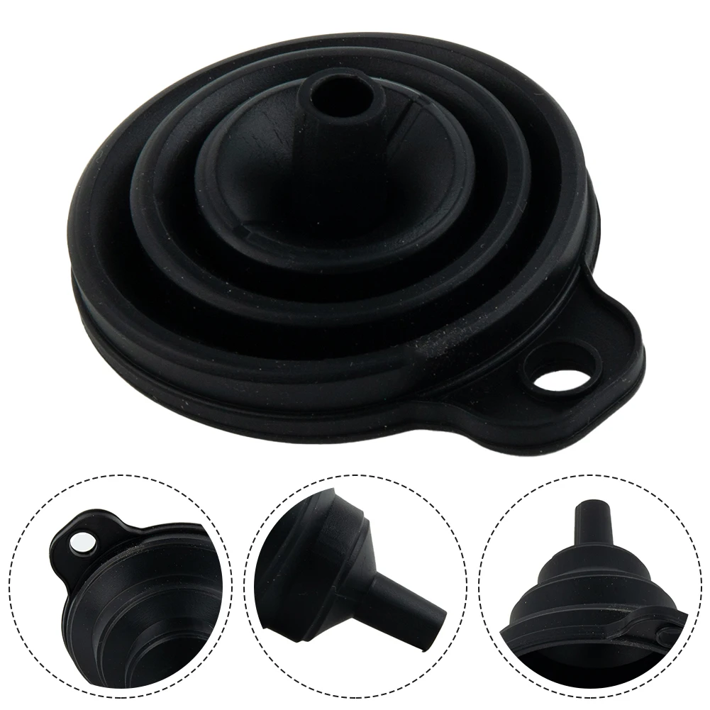 Collapsible Foldable  Space Saving Engine Oil Top  Up Filler Funnel Coolant  Black Silicone Liquid Car Funnel  Car Acesssories