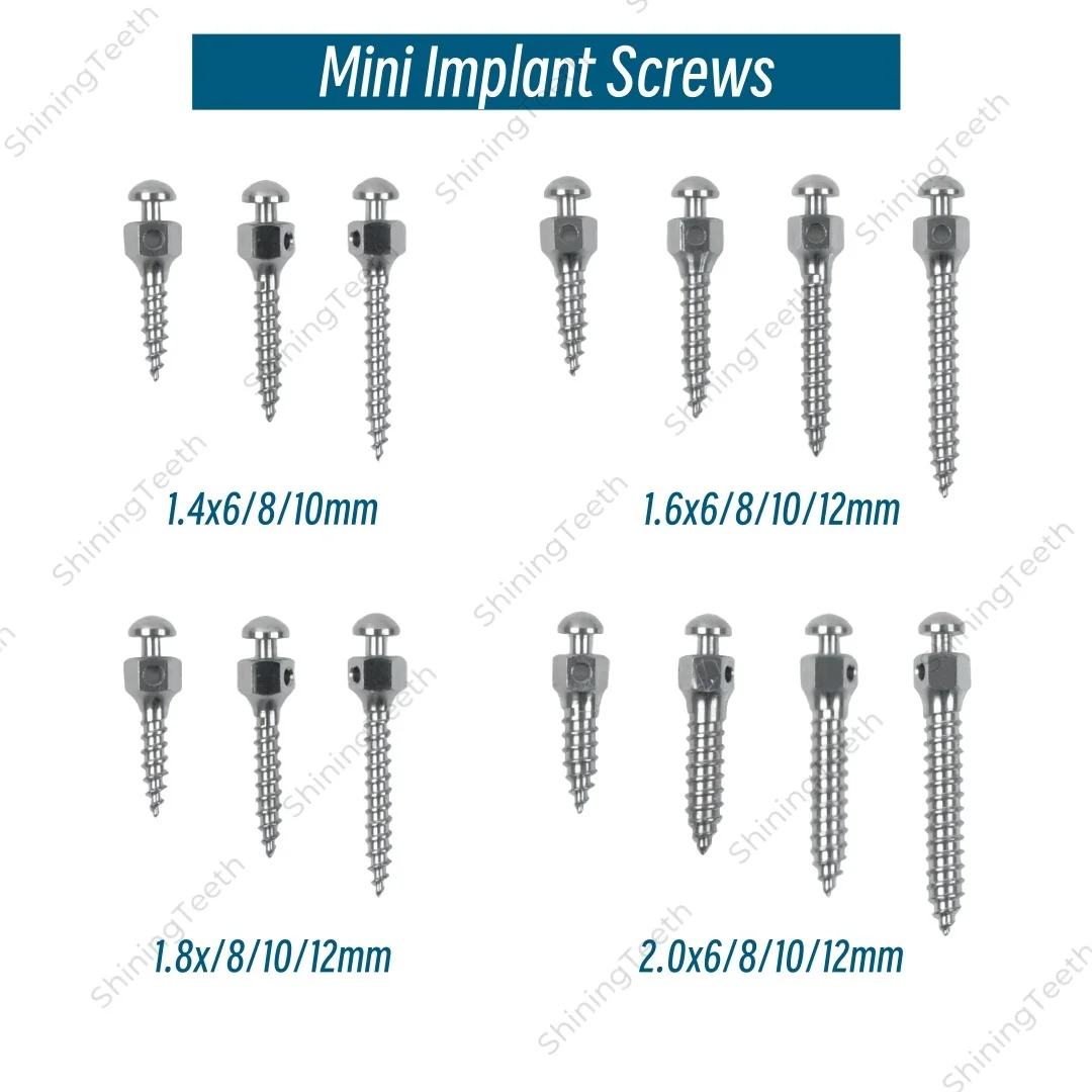 Dental Orthodontic Mini Implant Screws Self-Tapping Titanium Bone Anchors Anchorage System Micro Screws ∅1.4/1.6/1.8/2.0mm