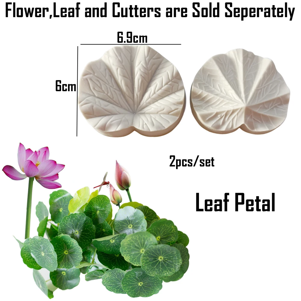 NEW 2pcs Lotus Silicone Mold Leaf Moulds DIY Cake Fondant Mould Dessert Chocolate Clay FondantDecoration Kitchen Bake Tool M2884