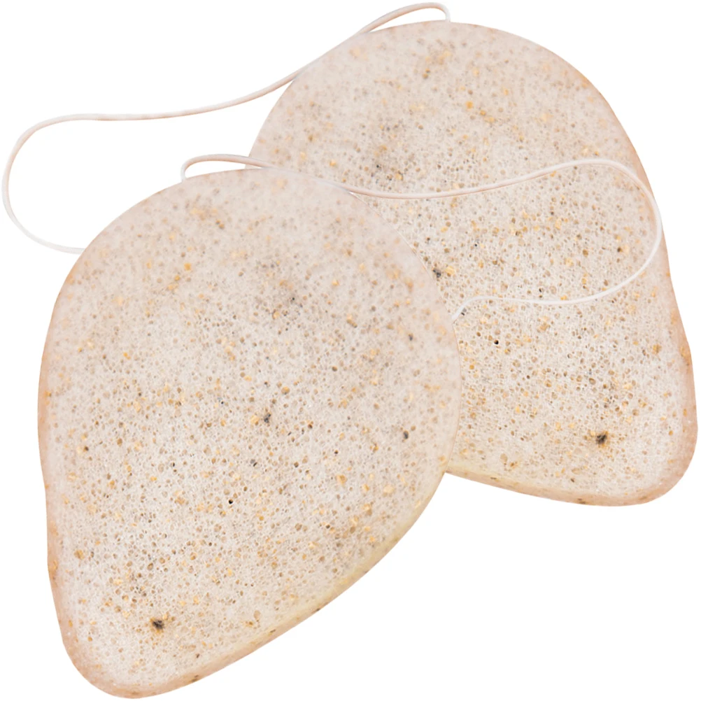 

2pcs Walnut Seed Bath Sponge Lightweight Travel Size Face Washing Sponges Facial Cleansing Makeup Remover Tool Soft Design