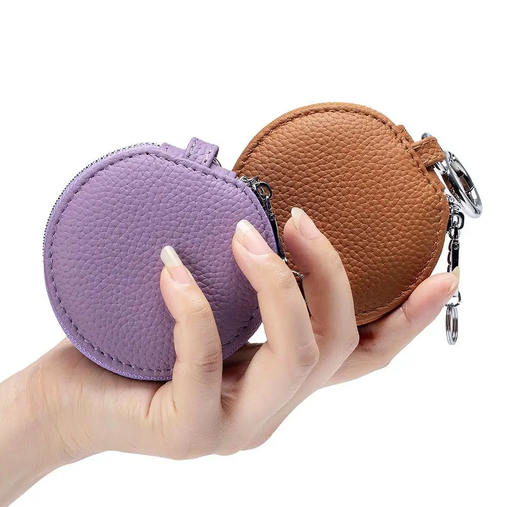 Creativo carino portamonete in pelle PU portamonete con cerniera portachiavi portafoglio rotondo con borsa portaoggetti per rossetto a specchio Mini borsa portaoggetti