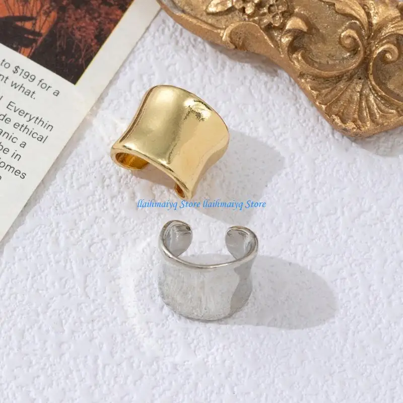 573B Simple Japanese Inspired Ear Clip Set Of 2 Sturdy Metal Without Need Ear Hole Fashion Accessory