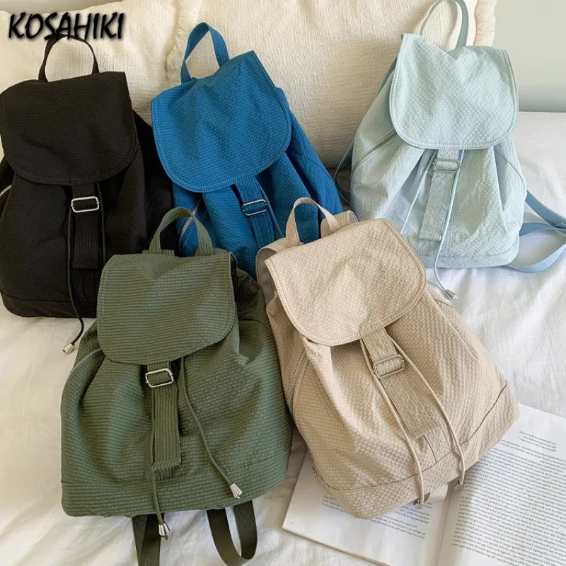 

Streetwear Vintage Nylon Simple Backpacks Casual All Match Women Students Backpack Y2k Aesthetic Fashion Ins Grunge Schoolbags