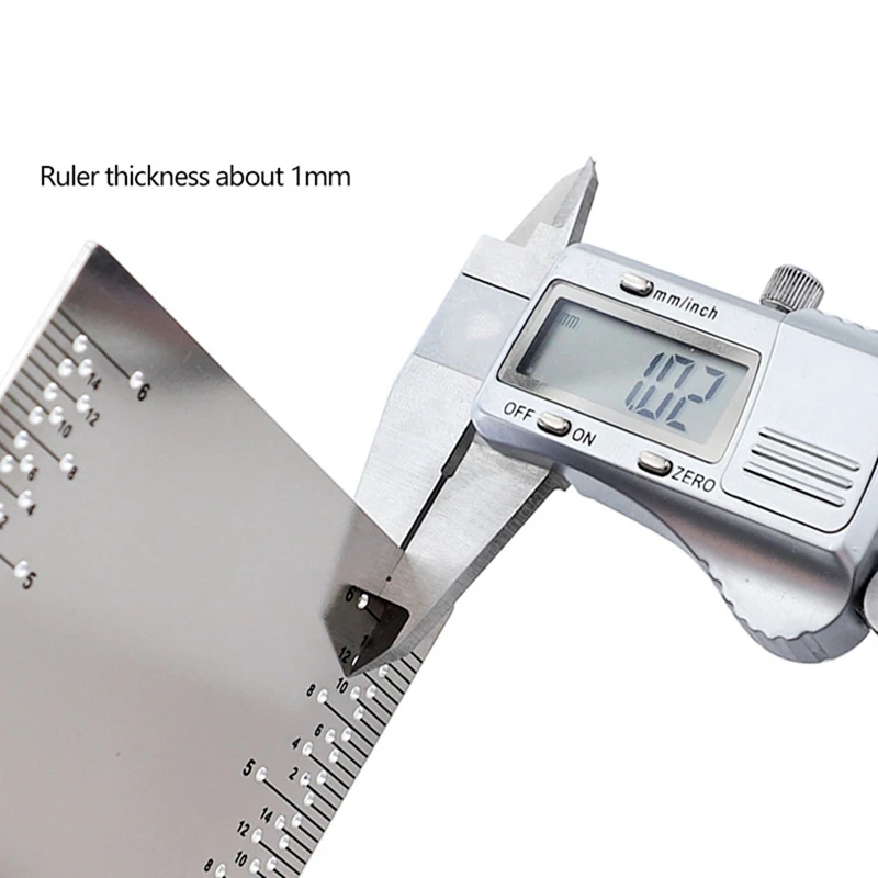 English Hole Ruler Stainless Steel With Base Multifunctional Woodworking Marking Ruler DIY Marking Tenon And Mortise Easy To Use
