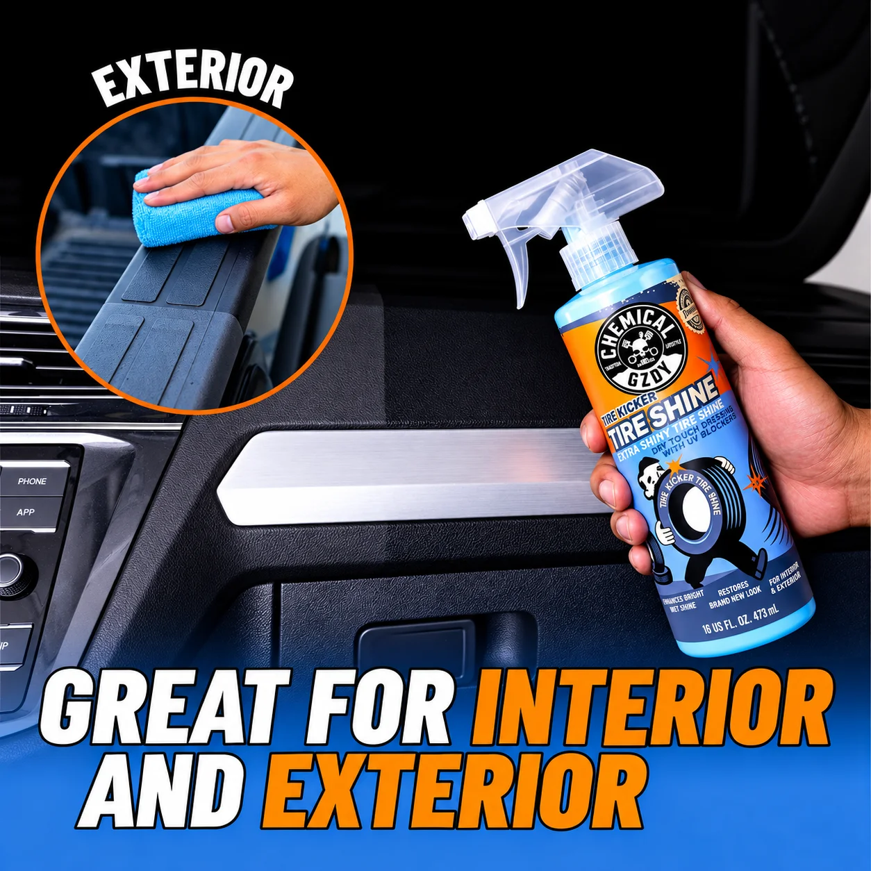 Car Tire Shine Spray High Gloss Wet Look Tire Dressing UV Protection Restorer Cleaner Auto Detailing 473ml