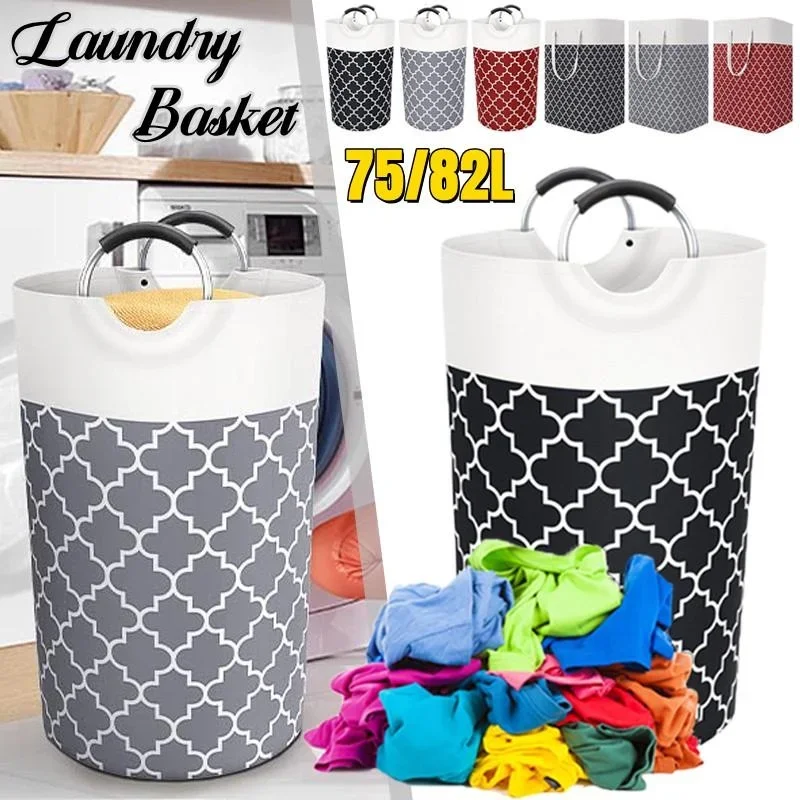 

Large Laundry Basket With Handles,Collapsible Waterproof Clothes Hamper And Storage Laundry Bin Clothes Bag Bedroom (75L/82L)