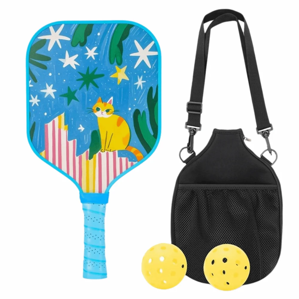 

Cartoon Children's Pickleball Set Lightweight Colorful 's Pickleball Set Glass Fiber 2 Balls Children's Pickleball Rackets