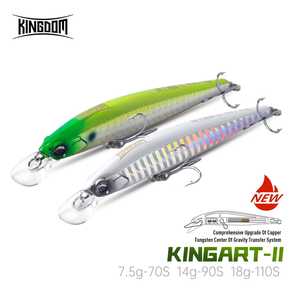 Señuelo de Pesca Kingdom Sinking Minnow, 7.5g 14g 18g 70mm 90mm 110mm, Señuelos Artificiales, Jerkbait, Wobblers Duros, Aparejos de Pesca para Lubina ﻿