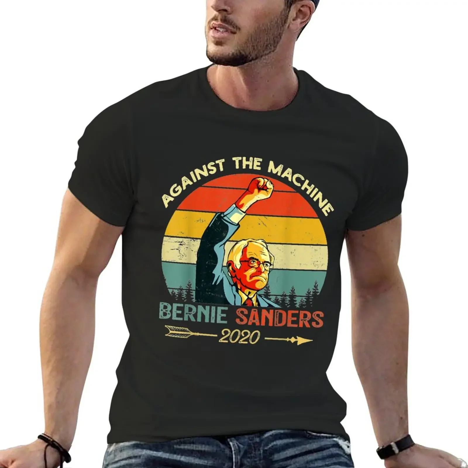 

Bernie Sanders Against The Machine Bernie 2020 T-Shirt hippie clothes customs blue archive cute tops t shirts for men