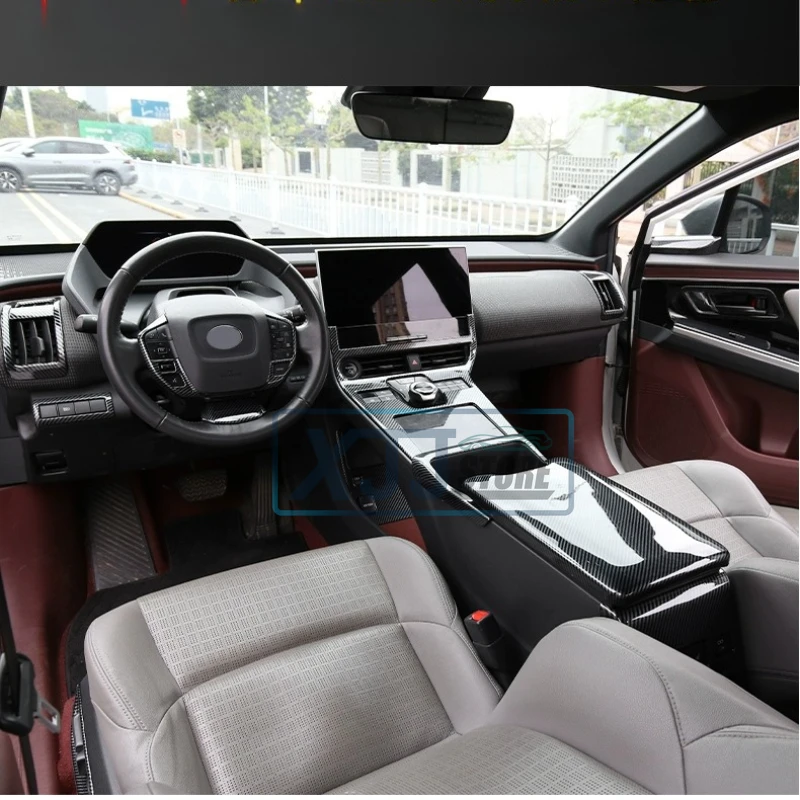 

For Toyota BZ4X 2022 2023 2024 2025 Carbon Fiber ABS Interior Protection Overlay Panels Center Console Cover Shell Dashboard Mat