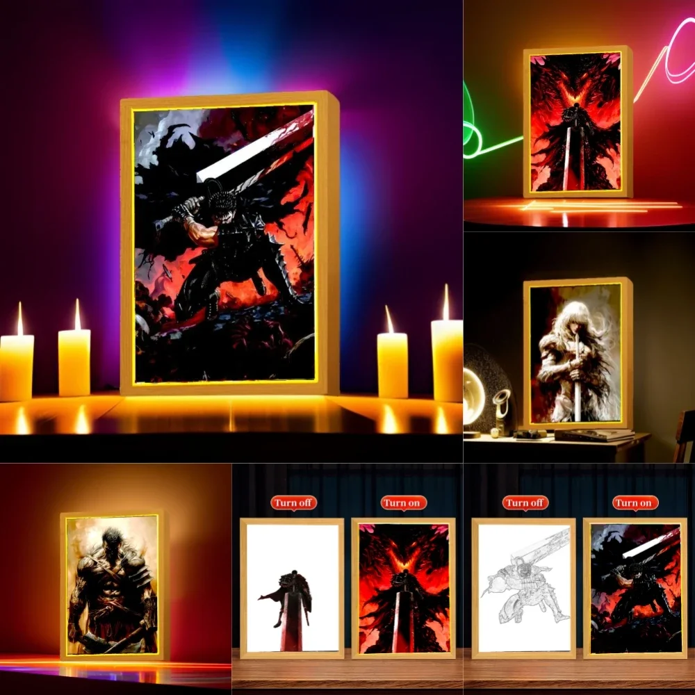 

Anime Light Painting Photo Frame Berserk Behelit Griffith Action Figures Moon Lamps Led Night Light Bedroom Decor Birthday Gifts