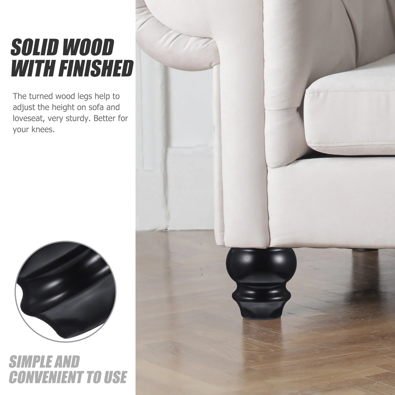 4개입 원목 가구 다리 강력한 소파 교체 다리 암체어 커피 테이블 캐비닛 서랍장용 커피 테이블 다리